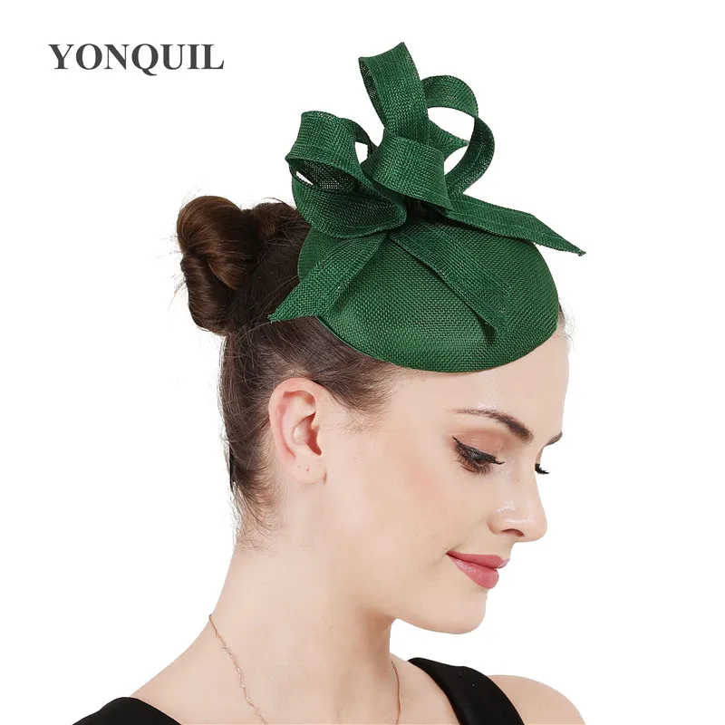 Винтажное зеленое украшение для волос в виде цветка millinery шляпы свадебные головные уборы Fedora коктейльный Чай Вечерние церковные шляпы заколки для волос аксессуары