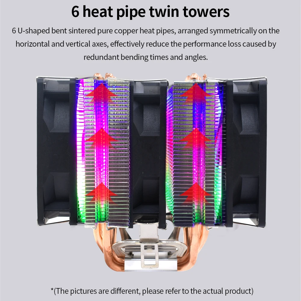 Tishric Tubos de Calor Cpu Ventilador Refrigeração Cooler Pinos Pwm Rgb pc para Intel Lga 1150 1151 1155 1200 1366 2011 X79 X99 Am3 Am4 - Imagem 2