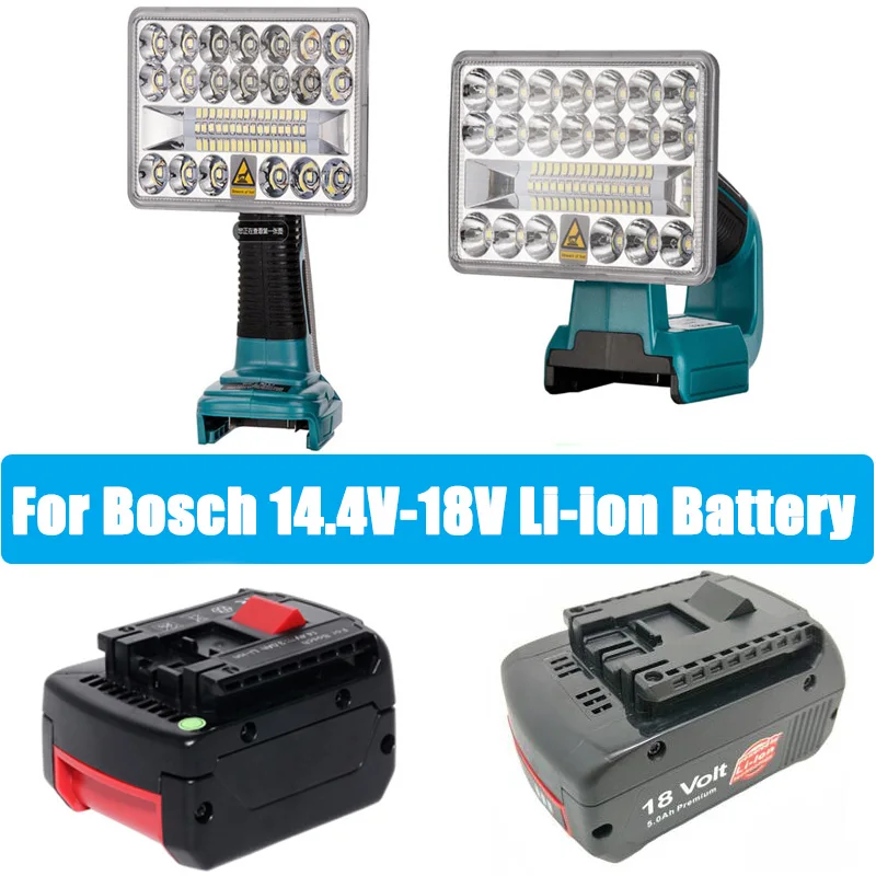 BAT609 Replace for Bosch 18W Tool Light LED Light Work for Bosch 18V Li-ion Battery with USB Work BAT618 BAT609G