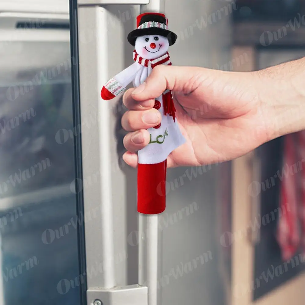 OurWarm Новогодняя ручка холодильника, покрывает рождественскую микроволновую печь для посудомоечной машины, дверная ручка, крышка, рождественские украшения для дома