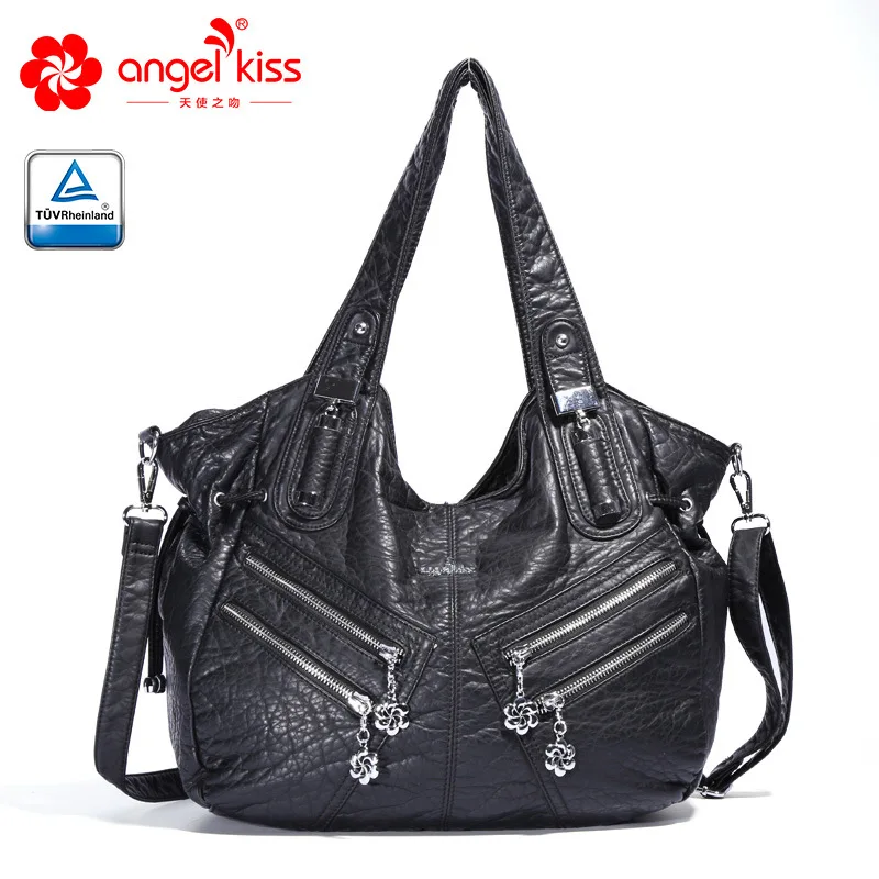 HENGSHENG новые женские сумки через плечо для женщин сумки через плечо сумки женские сумки в стиле ретро клецки сумки модные кожаные сумки - Цвет: Black
