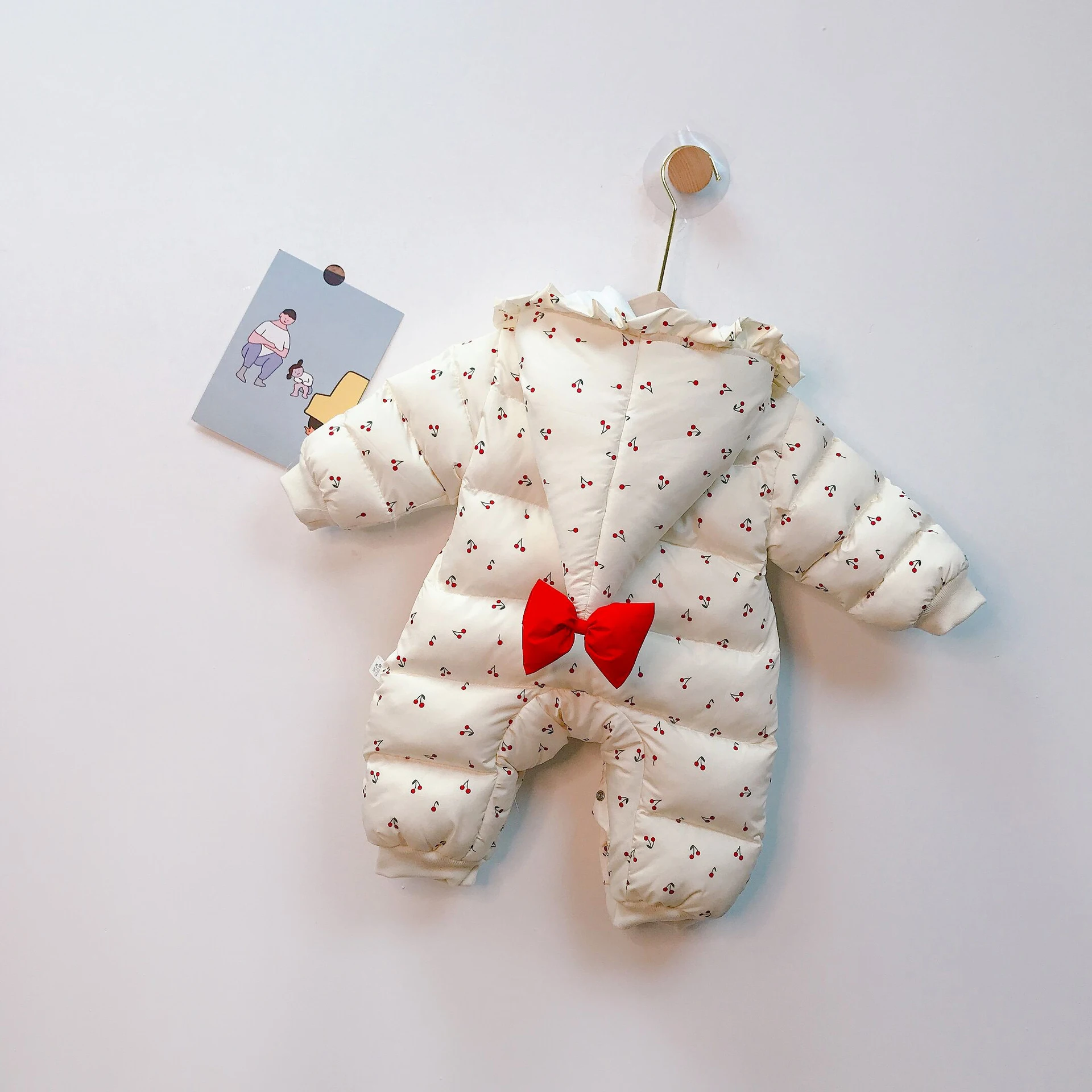 Thick Warm Baby Girls Romper Outerwear Lovely Floral Princess Parkas Wool Liner Infant Baby Snowsuit Jumpsuit