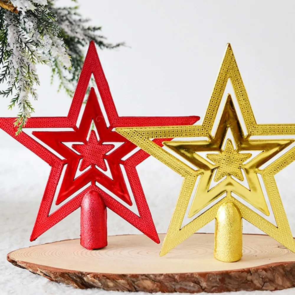 Christmas Tree Topstar Ornaments Glitter Hollow Multi-layer Five-pointed Star Hanging Pendants DIY Decorations | Дом и сад