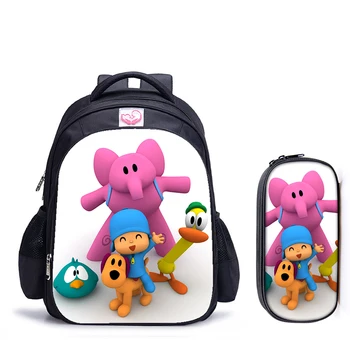 

16 Inch POCOYO Elly Pato Loula Children School Bags Orthopedic Backpack Kids School Boys Girls Mochila Infantil Catoon Bags