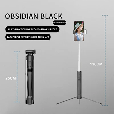 110cm Black 6,2 дюймов Bluetooth селфи палка беспроводной штатив монопод алюминиевое кольцо свет Palo селфи для iPhone Xr X Max телефон заполняющее освещение - Цвет: 110cm Black