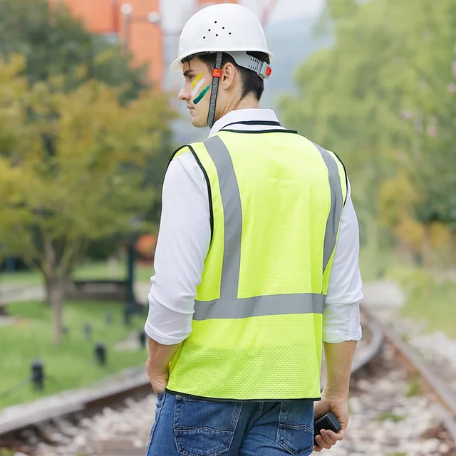 Adult Reflective Safety Vest with Zipper and Stripes
