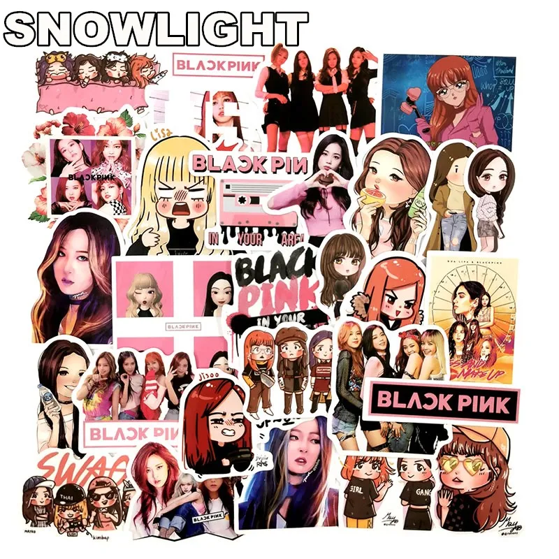 54 PCS Creative Kpop Blackpink Lisa PVC Sticker For Album DIY Suitcase Sticker For Fans Collection Blackpink Girls Kpop