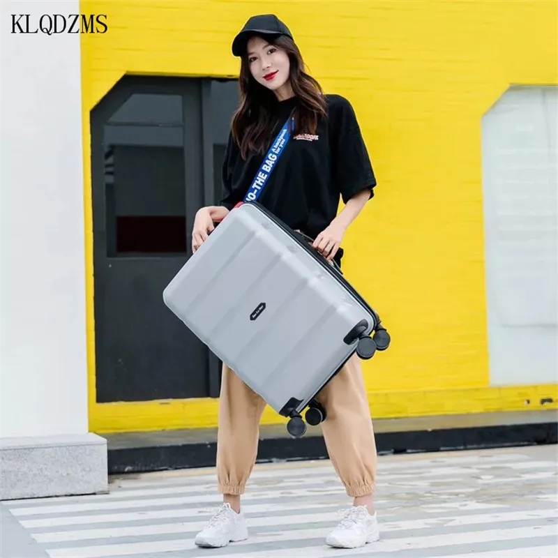 KLQDZMS 1" 22" 26 дюймов модные сумки на колёсиках Spinner PP брендовые чемодан на колесиках износостойкие мужские и женские сумки для путешествий