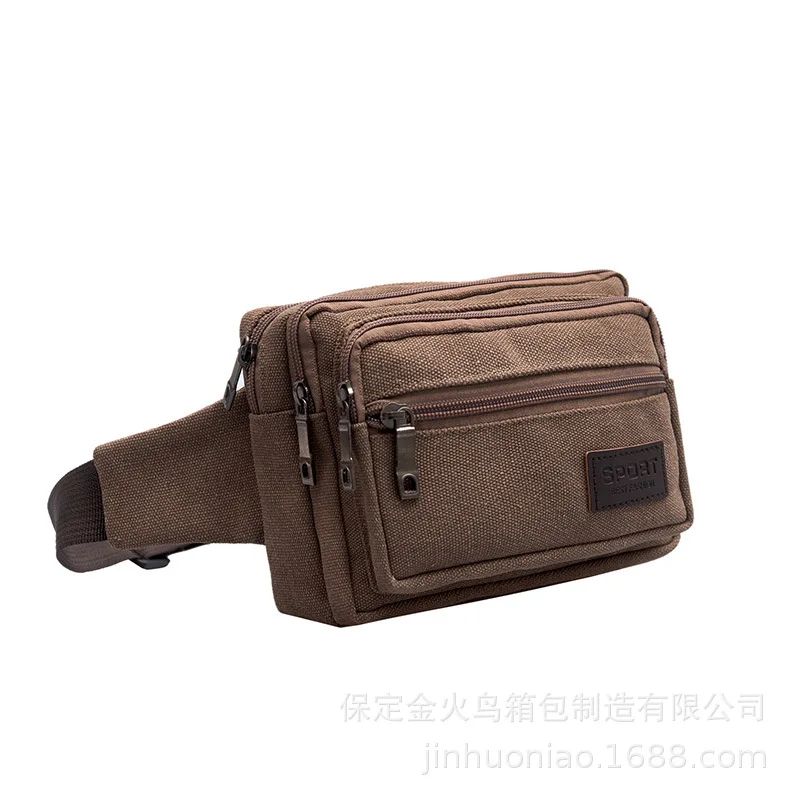 

[] Men Women's Wallet Multi-functional Large Capacity Canvas Chest Bag Running Cash Storage Oblique Bag