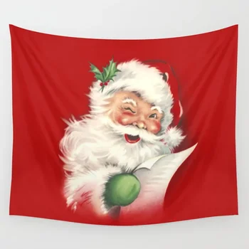 

Vintage Santa Tapestry Wall Hanging Coverlet Bedding Sheet Towel Table Cloth Household Polyester Wall Decor Tapestries