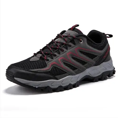 spring new men's outdoor hiking shoes wild non-slip shoes - Цвет: Черный