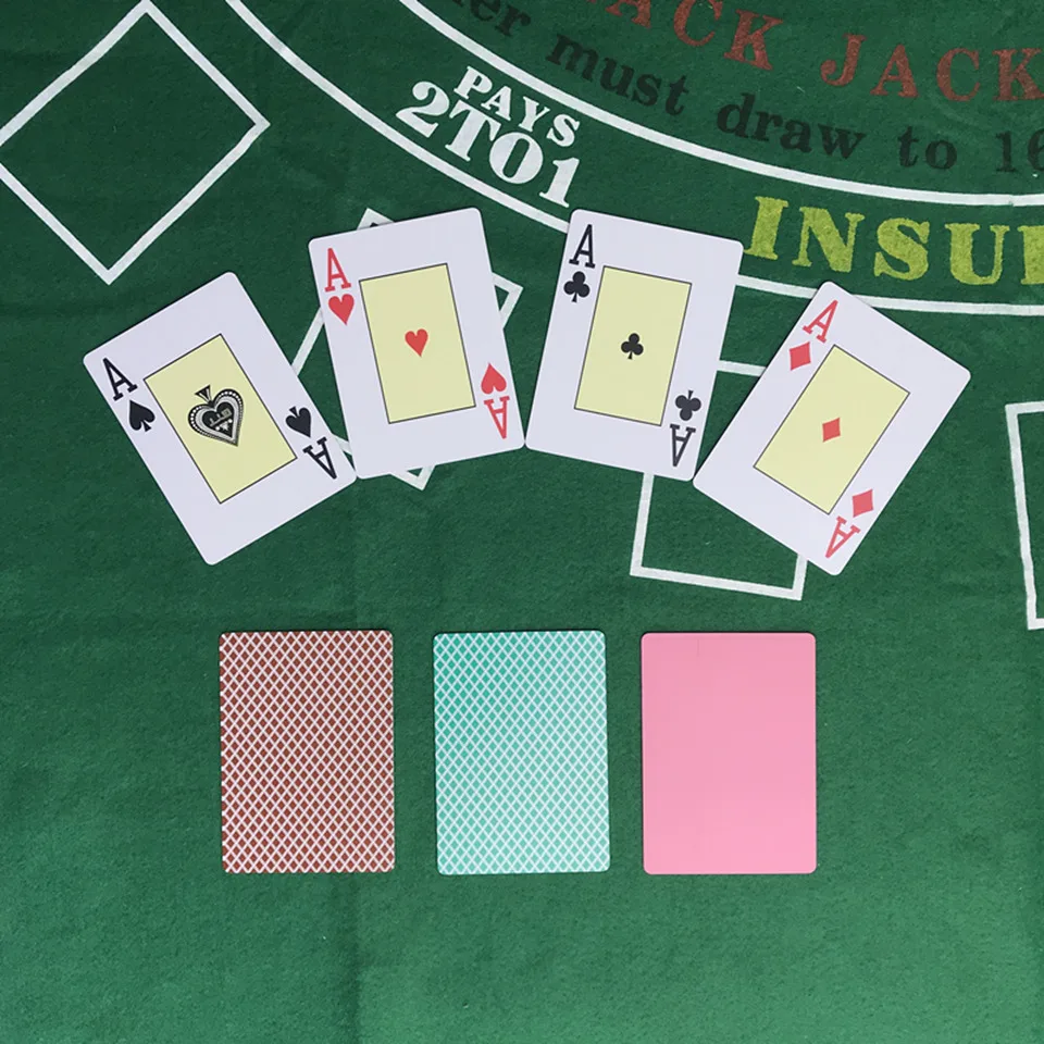 Easytoday 2PcsSet PVC Baccarat Texas Hold'em Plastic Playing Cards Frosting Poker Cards Green And Brown Table Games (4)