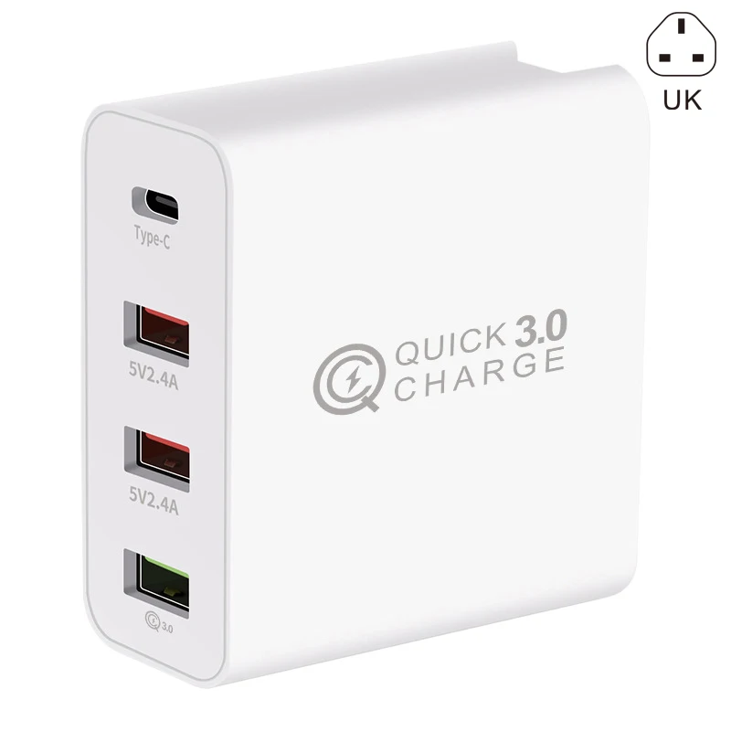 4-Порты и разъёмы USB Зарядное устройство адаптер быстрой зарядки QC3.0 для путешествий на мобильный телефон для быстрого настенного Зарядное устройство GK99 - Цвет: UK Plug
