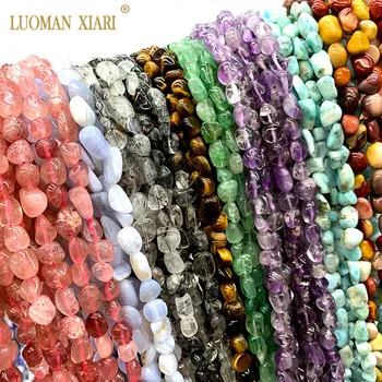 

Wholesale 8-12 mm 100% Natural Agates Garnet Amazonite Jades Amethysts grave Beads For Jewelry Making DIY Bracelet Necklace