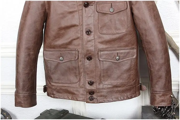 Best 2019 Dark Brown Men Japan Style Short Casual Leather Jacket Plus Size 3XL Genuine Cowhide Autumn Slim Leather COat FREE SHIPPING 17