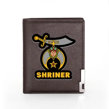 

Retro Classic Shriner Symbol Printing Pu Leather wallet Men Bifold Credit Card Holder Short Purse Male