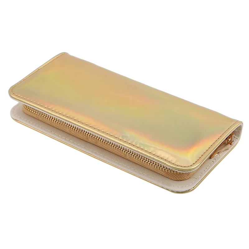 gold Женский длинный лазерный кошелек, студенческий кошелек, Большая вместительная сумка для карт, кошелек для монет - Цвет: gold