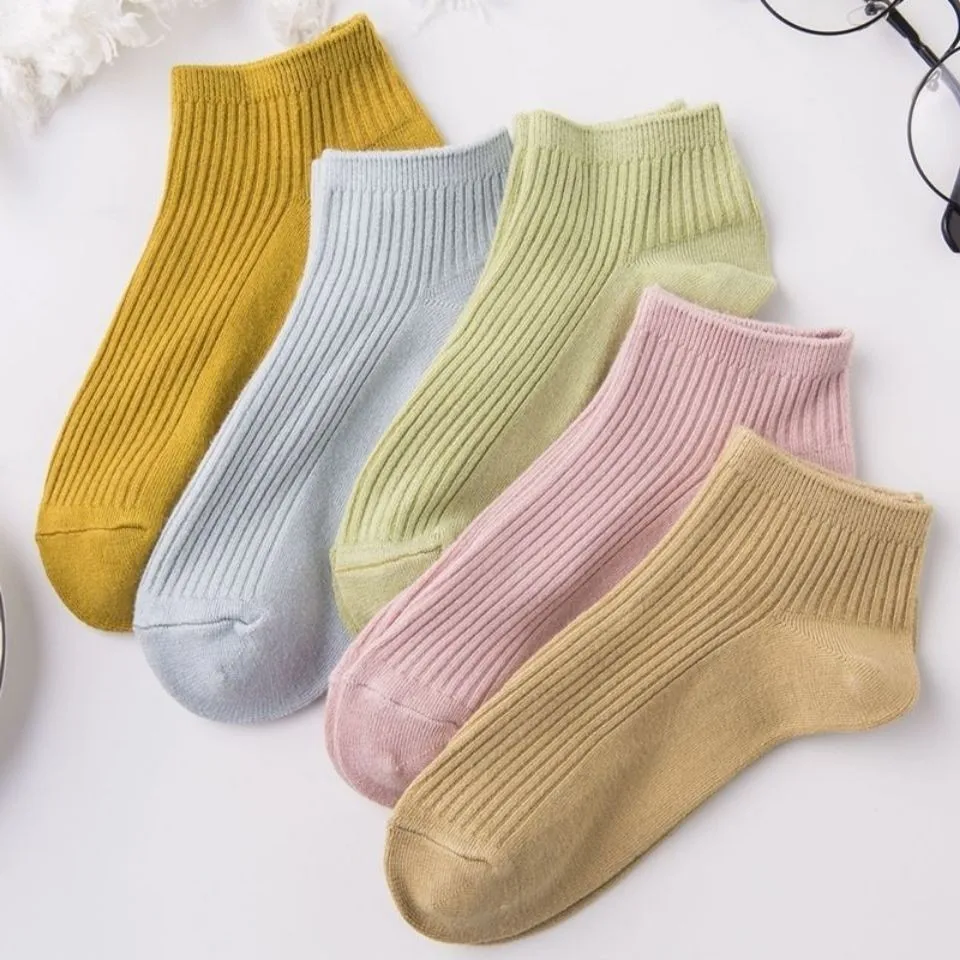 5 Pairs 1 Lot Männer Frauen Socken Unisex Ankle Socken 100 baumwolle 1 Pack Set Einfarbig Kurze Baumwolle Niedrigen cut Sock Weiß Schwarz – Detail 5