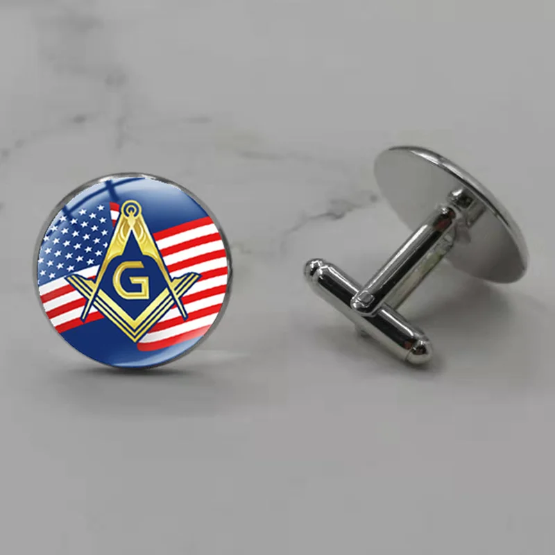 Silver8 Songda Винтаж Шарм яркая Пирамида запонки в форме глаз для мужчин масонский квадратный компас масонского стекла значок рубашка Запонки - Окраска металла: Silver8