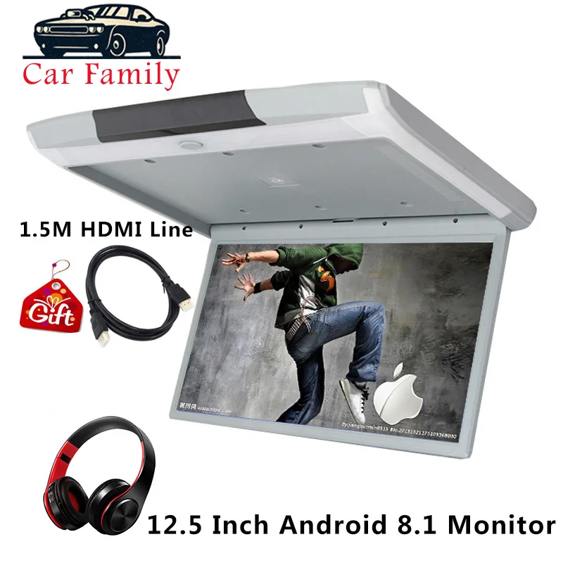 Автомобильный потолочный монитор с креплением на крышу 12 5 дюйма Android 8 1 HD 1080P