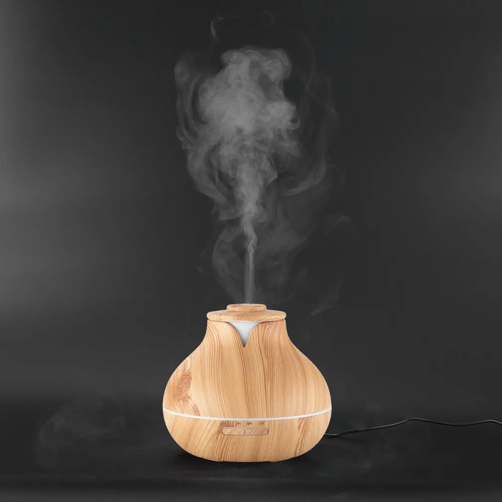 Electric 400ml Aroma Essential Oil Diffuser Aromatherapy Ultrasonic Air Humidifier with Wood Grain 7 Color Changing LED Light US