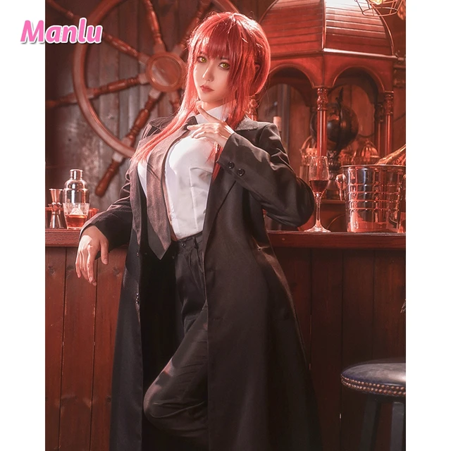 Anime Chainsaw Man Makima Angel Devil Cosplay Costume Wig Black Suit Shirt  Pants Coat Halloween Party Role Play Uniform Girls - AliExpress