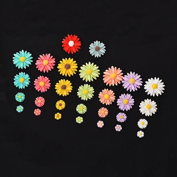 

50PCS 10/13/22/26mm daisy flower flatback Resin Cabochons Scrapbook Craft DIY Embellishments phone decor Headwear accessories