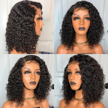 Jerry Curly Lace Front Human Hair Wigs 13x4 Lace Frontal BOB Wigs With Baby Hair Short Bob Wigs For Women Pre-Plucked Wig 2