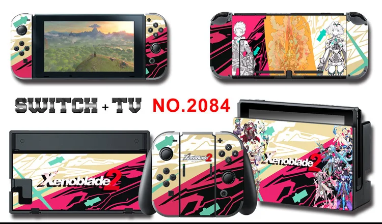 1set New Cute Anime Full Body Sticker for NS Switch Protective Cover Skin Colorful Art for Game Console Joy-Con Controller Decor