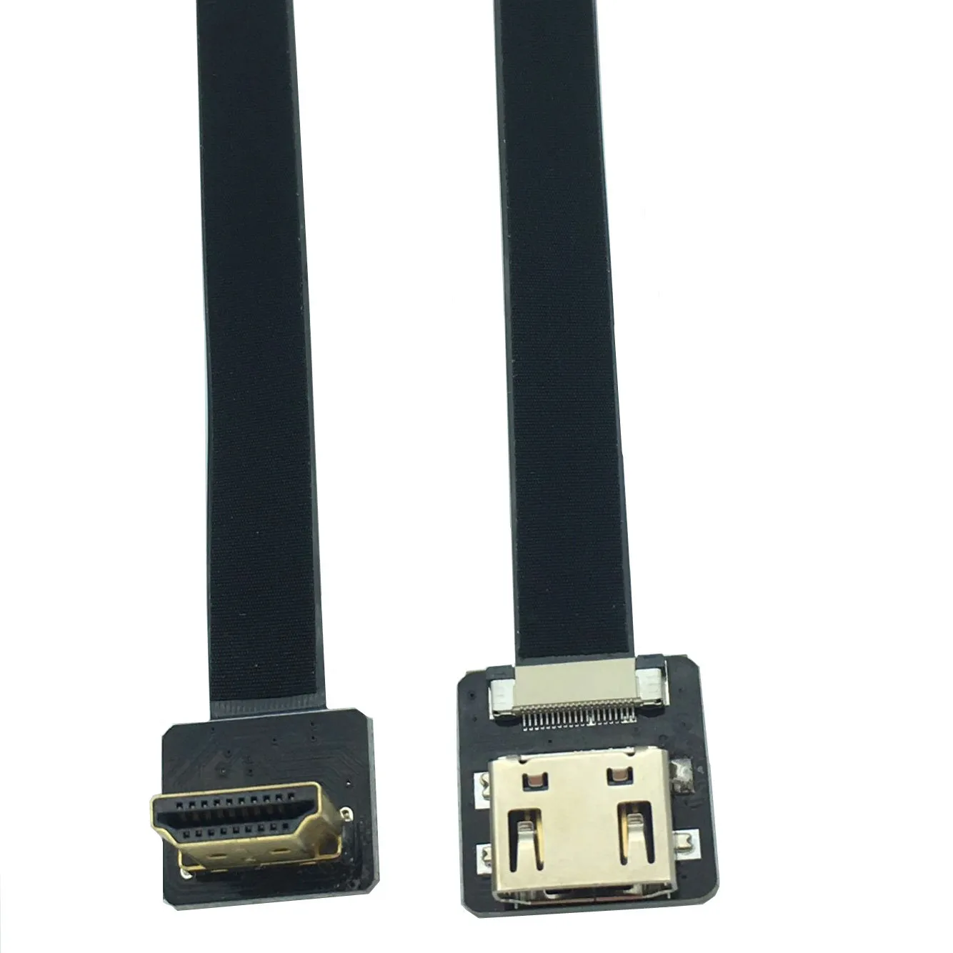 FPV HDMI 호환 남성-여성 90도 각도 FPC 리본 플랫 연장 케이블 피치 20핀 플러그 커넥터