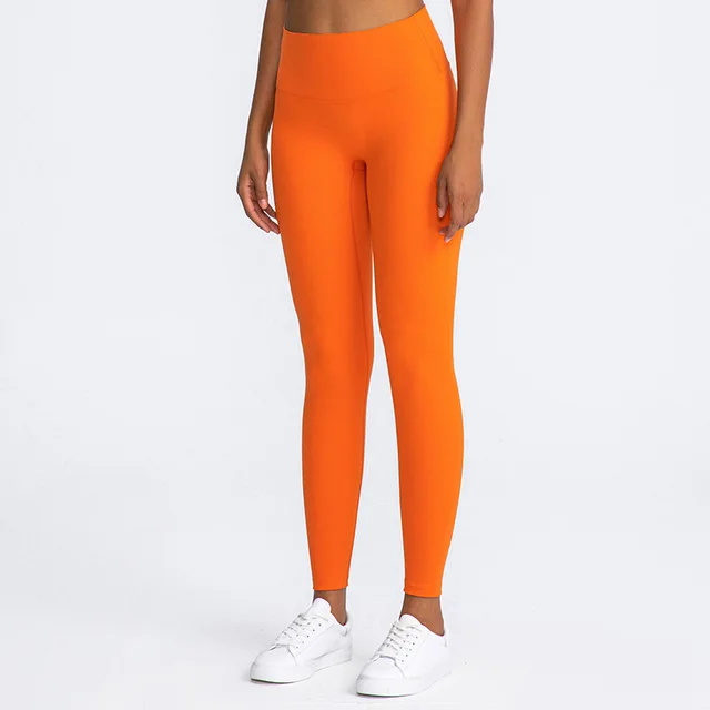 Lulu Quality Leggings Sport Women Fintess Tight High Waist Yoga Pant Butter Soft Gym Clothe 100%squat Proof Compression Athletic mandarin orange