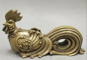 

Chinese Bronze Lovable Animal Chicken Rooster Cock Lucky Ruyi Wealth Statue