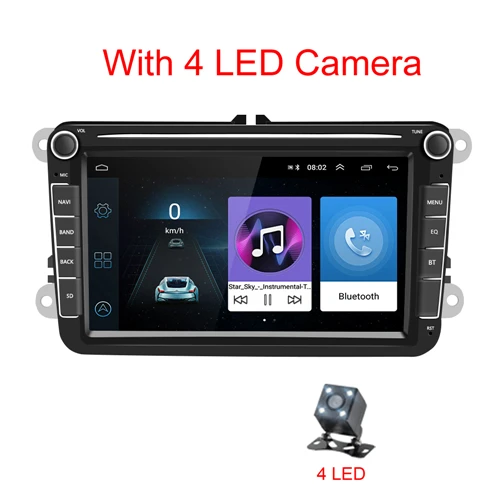 Podofo 2din gps 8 ''мультимедиа для Android плеер радио авто аудио стерео Bluetooth для сиденья/Skoda/Passat/Golf/Polo - Цвет: With 4 LED Camera