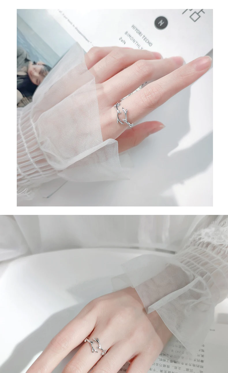 Modian Classic Fashion Irregular Branches Ring for Women Real 925 Sterling Silver Adjustable Free Size Plant Ring Fine Jewelry