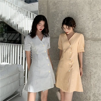 

Make firm offers han edition chic hubble-bubble sleeve cultivate one's morality joker v-neck dress