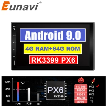 

Eunavi 2 Din Octa Core android 9.0 car player universal GPS Navigation stereo radio with WIFI+bluetooth+SWC+RDS 4G+64G RK3399