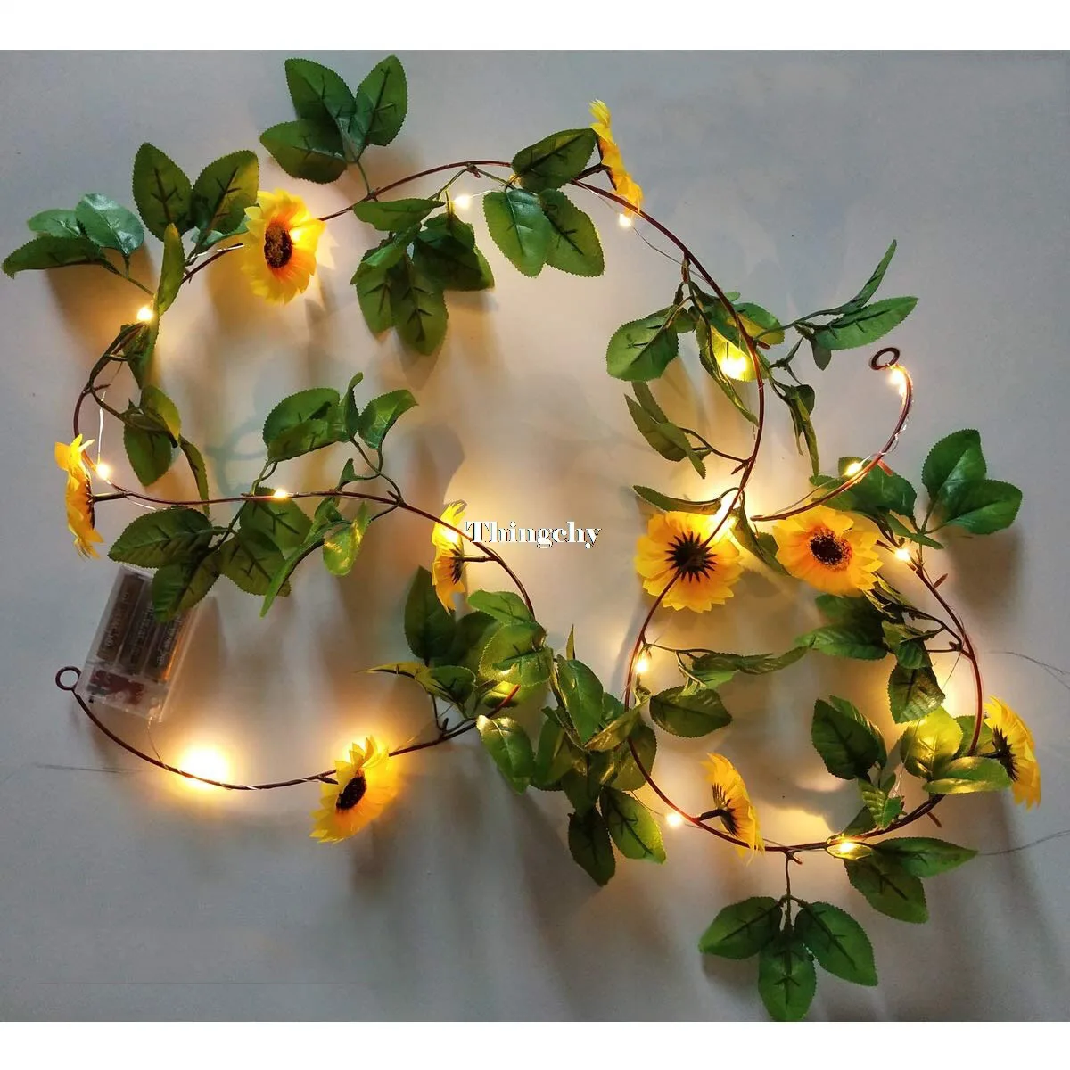 Artificial Sunflower Garland String Lights,Vines with 9 Flower Heads Battery Operated Fairy Lights for Bedroom Wedding Decor 220cm hot sale artificial rose flower ivy vine with leaves home decor wedding rattan fake plant hanging garland decor