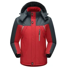 Red Patchwork Overcoat Duck Down Hooded Winter Warm Down Jacket For Men Full Sleeve Thick Snoe-outwear Large Size 3XL-5XL