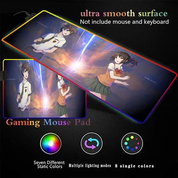

Your Name Anime LED Light Mousepad RGB Keyboard Cover Desk-mat Colorful Surface Mouse Pad Waterproof Multi-size Computer Gamer
