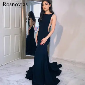 

Sexy Mermaid Evening Dresses Long 2020 Scoop Open Back Stain Prom Party Dresses Formal Gowns Vestido De Noche Custom Made