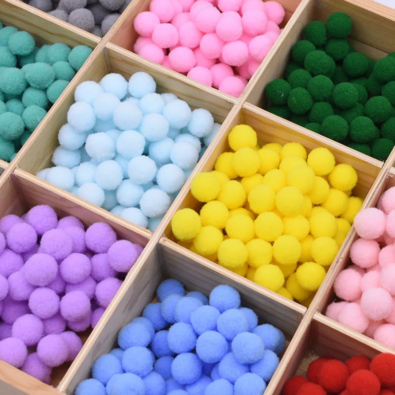 100pcs 15/20/25mm Fluffy Soft Pompom Ball DIY Handmade Kid Toy Doll Garment Sewing Material Color Pom Poms Decor Supplies Crafts