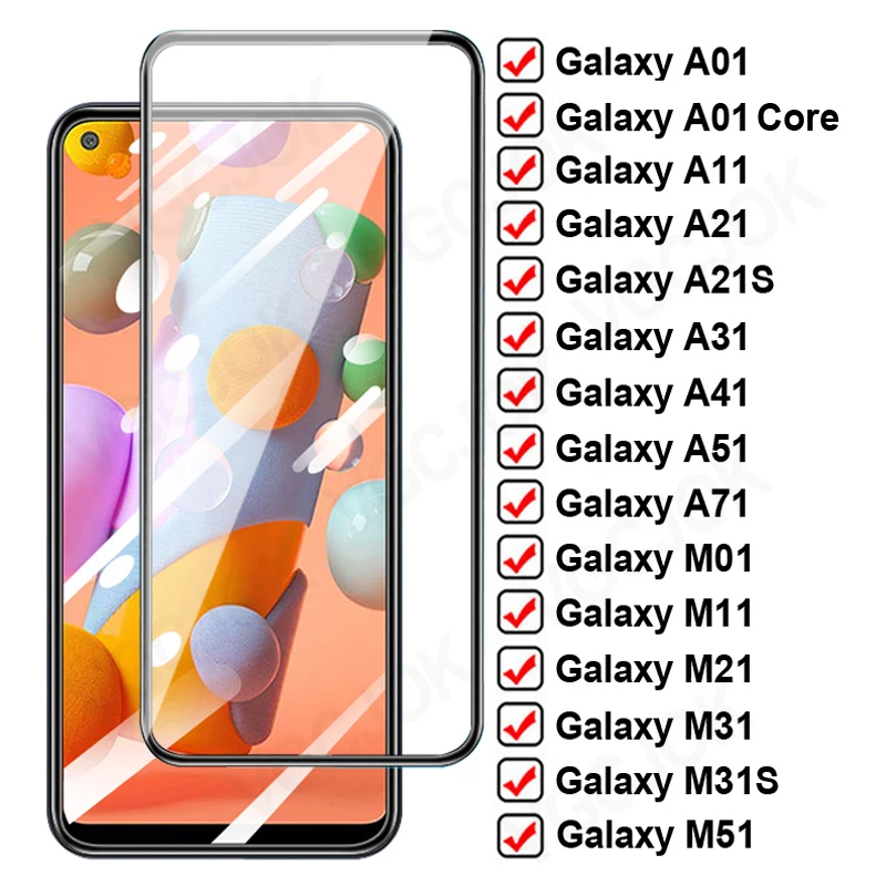 Закаленное защитное стекло 9D для Samsung Galaxy A01/A11/A21/A31/A41/A51/A71 | Мобильные телефоны и