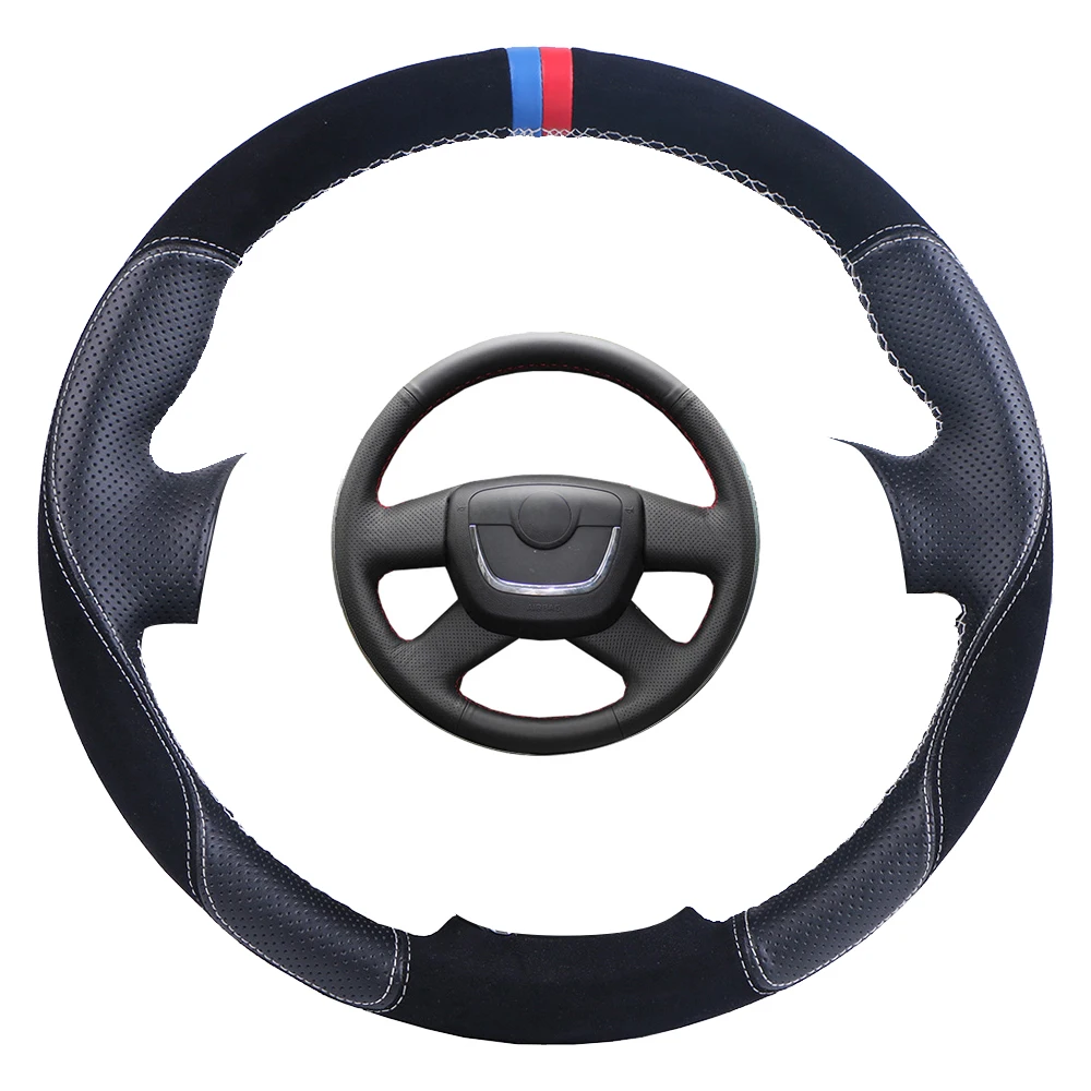Изготовленный на заказ Чехол рулевого колеса автомобиля для Skoda Octavia Superb 2012 Fabia a5 2013 Yeti 2009 замшевая Кожаная