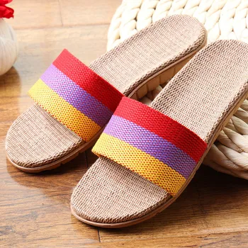 

Summer Shoes Woman Home Slippers Linen Flip Flops Women Indoor Slides Unisex Anti Skid Mules Home Shoes Flat chaussure femme