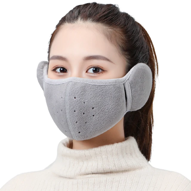 Fashion Winter Half Face Mask Thermal Fleece Ear Mouth Cover Neck Warmer Windproof Cycling Snowboard Ski Hiking Sport Scarf gray new