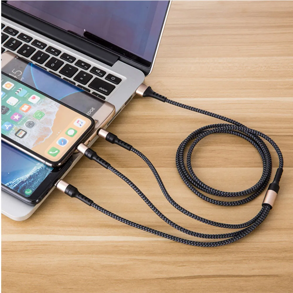 3 в 1 USB кабель 5A Быстрая зарядка для мобильного телефона Micro usb type C кабель зарядного устройства для iPhone зарядное устройство кабель для зарядки шнур