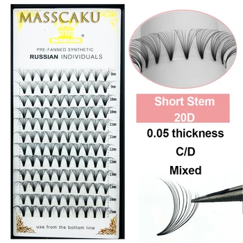 

High quality 20D 0.05 thickness Faux mink eyelashes premade fans Russian Volume lashes soft eyelash extension False eyelash