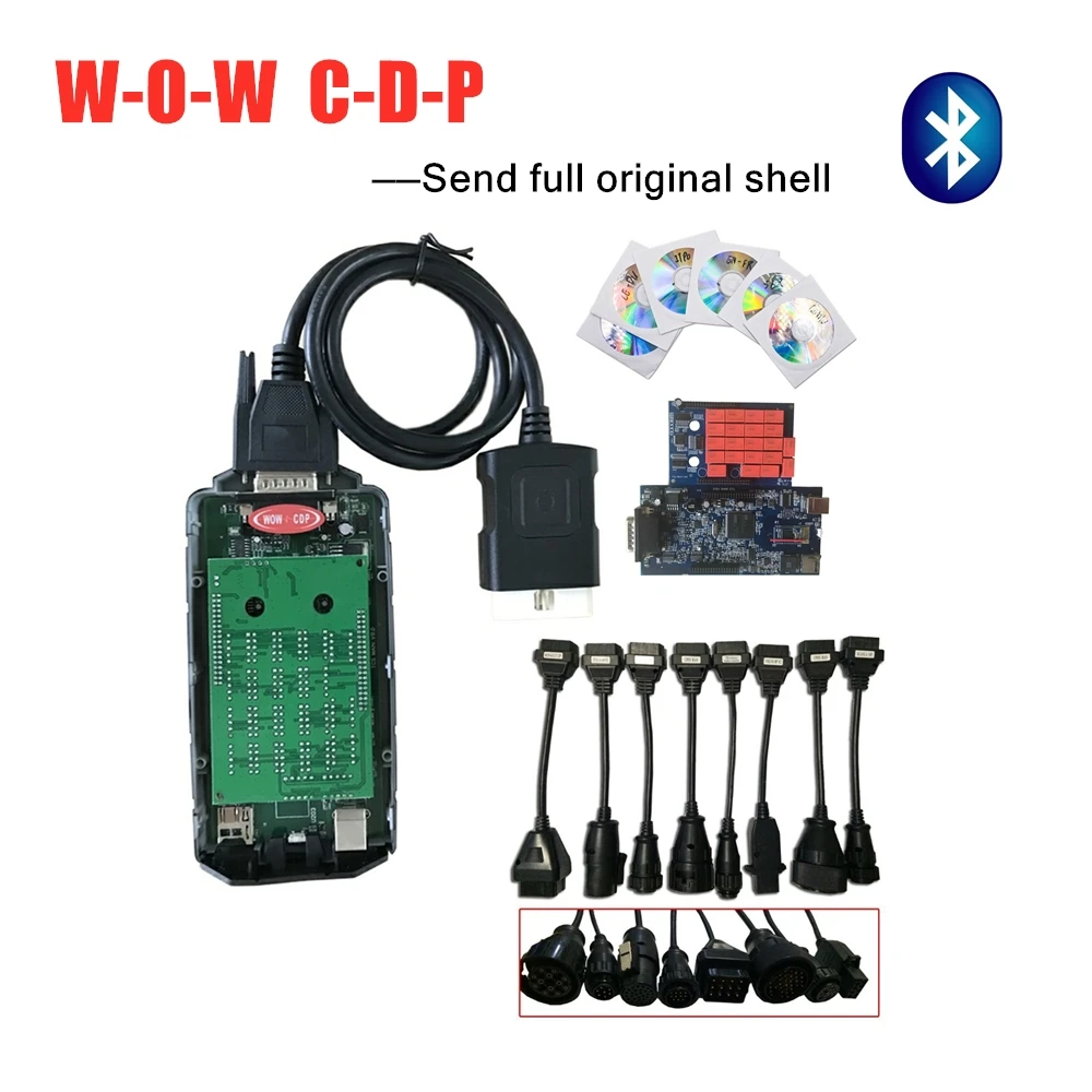 W-O-W C-D-P vR5.008 R2 keygen obd диагностический инструмент с bluetooth vd ds150e c-d-p для delphis autocome+ 8pc грузовых кабелей - Цвет: with bluetooth
