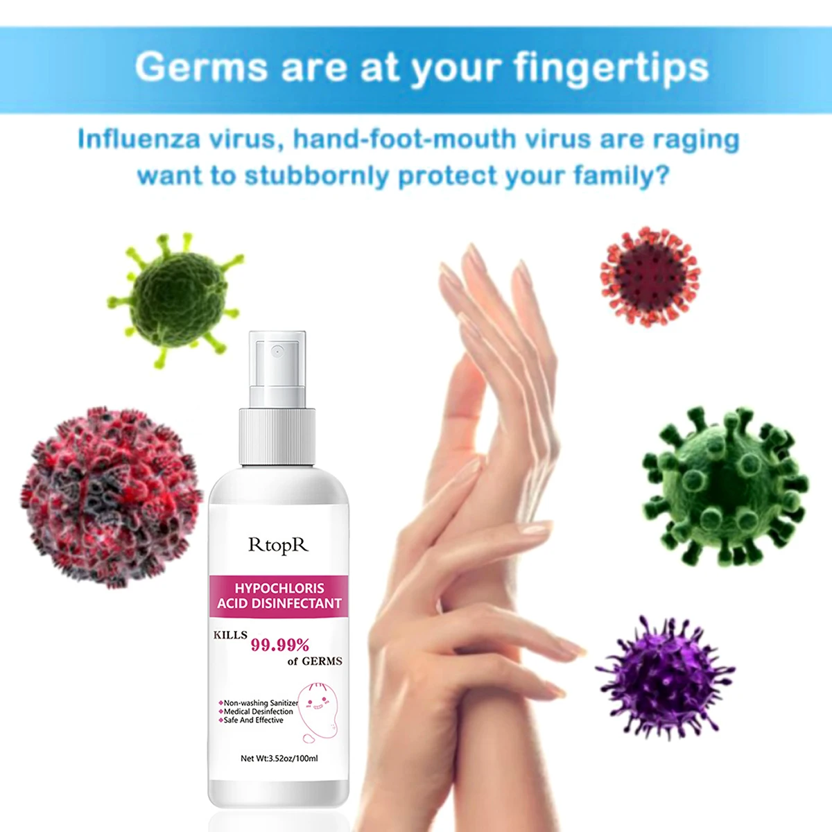 Portable 100ml Hand Skin Disinfectant Alcohol-Free Non-Washing Hand Sanitizer Hand Spray Skin Disinfectant Non-Washing Sanitizer Portable 100ml Hand Skin Disinfectant Alcohol-Free Non-Washing Hand Sanitizer Hand Spray Skin Disinfectant Non-Washing Sanitizer