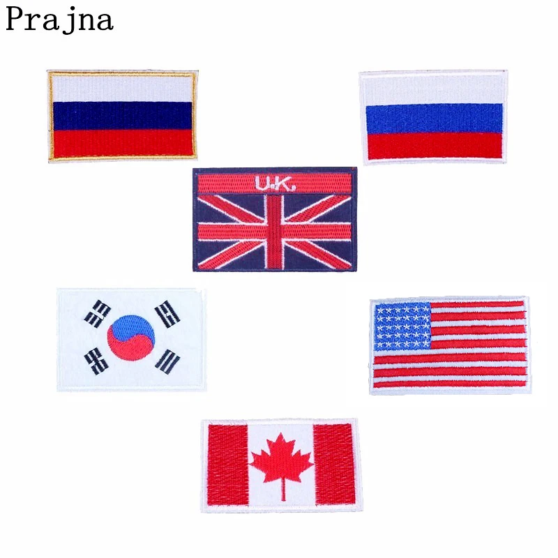 

Prajna Russia Flag Patch UK Flag Patch Iron On Stickers For Clothes Cheap Embroidered Patches Cartoon Appliques High Quality Hot